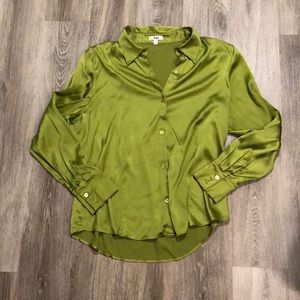 REBA GREEN SATIN SHIRT